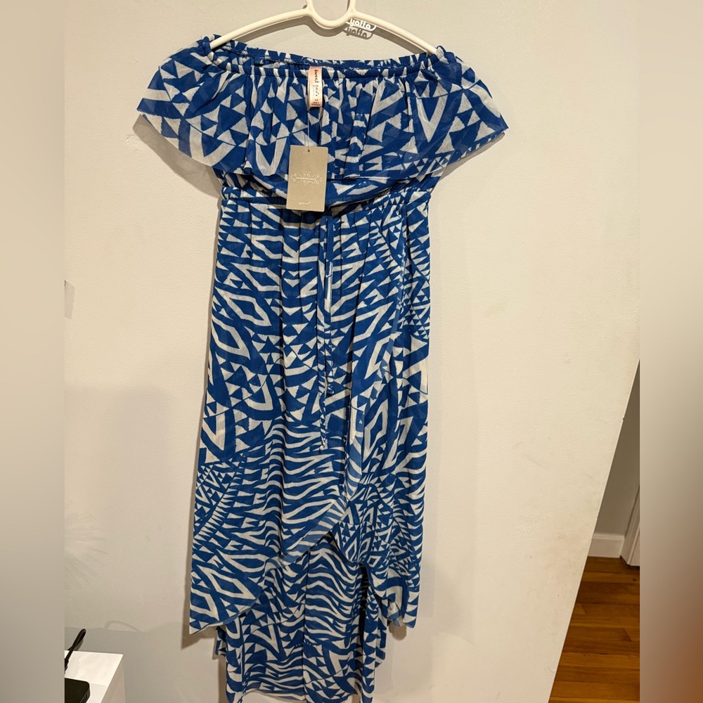 Anthropologie Blue and White Abstract Dress - Picture 4 of 9